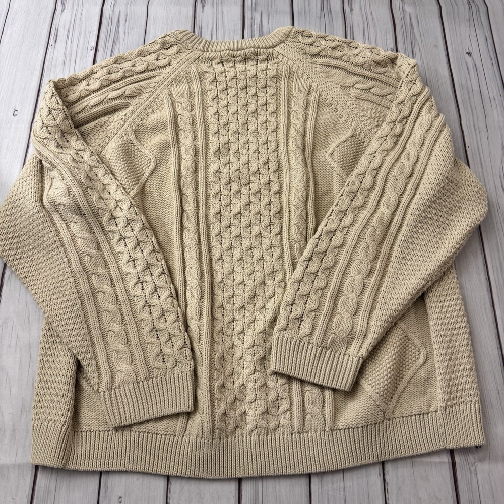 Nike Sweater Men's XXL Sportswear Life Cable Knit Rattan Cream Wool Swoosh Logo - Picture 8 of 8